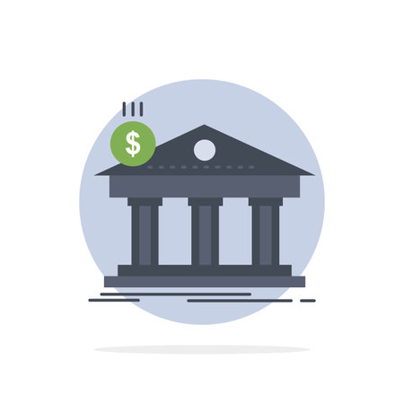 Architecture, bank, banking, building, federal Flat Color Icon Vectorのイラスト素材