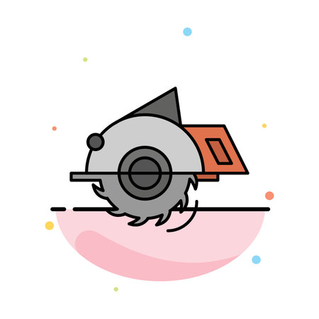 Saw, Building, Circular Saw, Construction, Repair Abstract Flat Color Icon Templateのイラスト素材