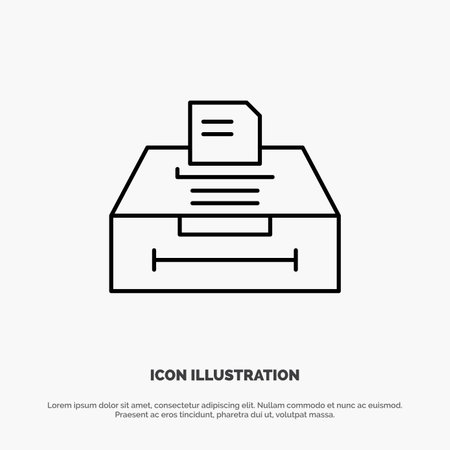 Data, Archive, Business, Information Line Icon Vectorのイラスト素材