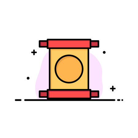 Scroll, Letter, China, Chinese  Business Flat Line Filled Icon Vector Banner Templateのイラスト素材