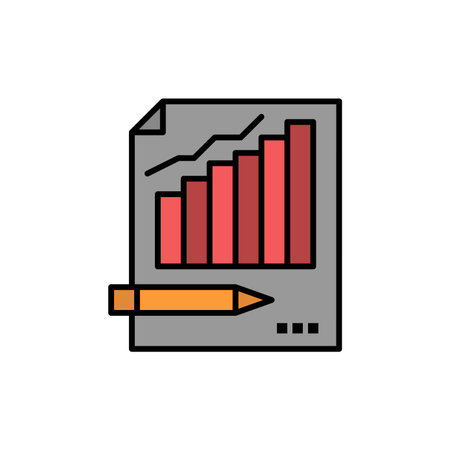 Statistics, Analysis, Analytics, Business, Chart, Graph, Market  Flat Color Icon. Vector icon banner Templateのイラスト素材