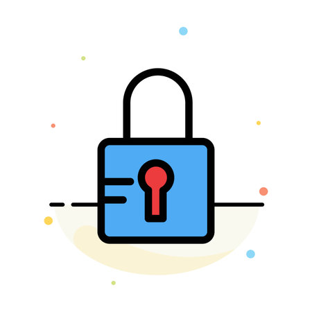 Lock, Locked, School Abstract Flat Color Icon Templateのイラスト素材