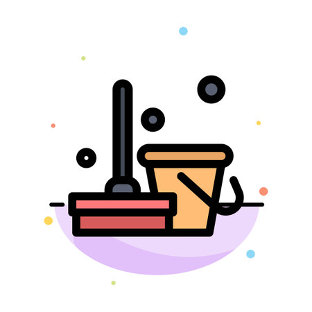 Broom, Clean, Cleaning, Sweep Abstract Flat Color Icon Templateのイラスト素材