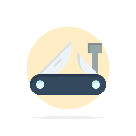 Army, Knife, Multi tool, Pocket Knife, Swiss Abstract Circle Background Flat color Iconのイラスト素材