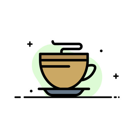 Tea, Coffee, Cup, Cleaning  Business Flat Line Filled Icon Vector Banner Templateのイラスト素材