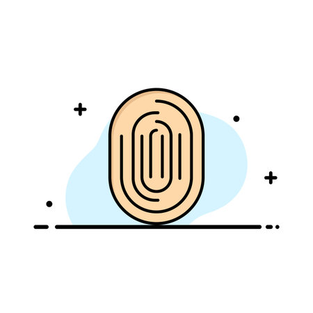 Fingerprint, Identity, Recognition, Scan, Scanner, Scanning  Business Flat Line Filled Icon Vector Banner Templateのイラスト素材