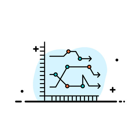 Analytics, Business, Chart, Diagram, Graph, Trends  Business Flat Line Filled Icon Vector Banner Templateのイラスト素材