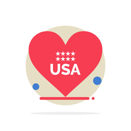 Heart, Love, American, Usa Abstract Circle Background Flat color Iconのイラスト素材