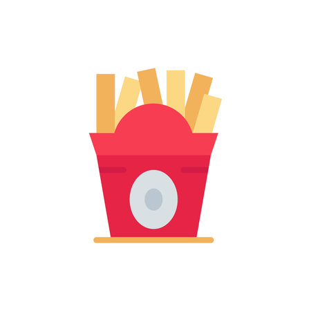 Fries, Fast food, Food, Usa  Flat Color Icon. Vector icon banner Templateのイラスト素材
