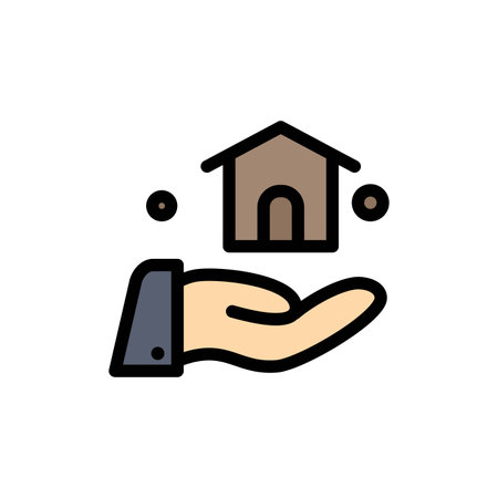 Building, Build, Construction  Flat Color Icon. Vector icon banner Templateのイラスト素材