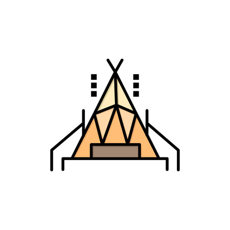 Camp, Tent, Camping  Flat Color Icon. Vector icon banner Templateのイラスト素材