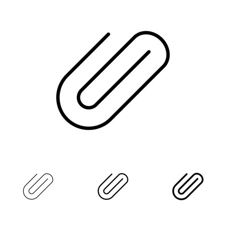 Attachment, Binder, Clip, Paper Bold and thin black line icon setのイラスト素材
