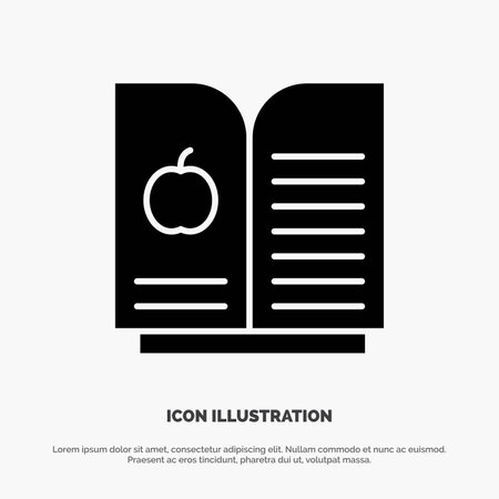 Book Apple, Science solid Glyph Icon vectorのイラスト素材