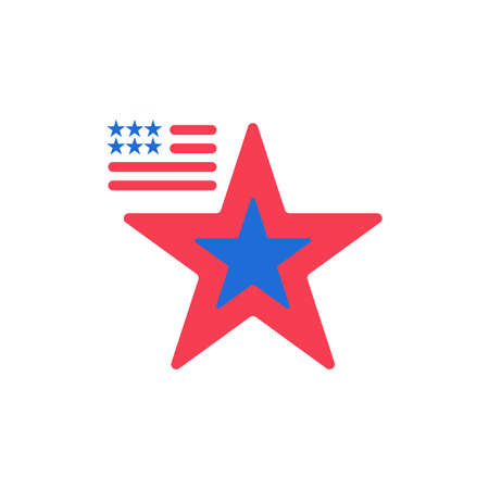 Star, American, Flag, Usa  Flat Color Icon. Vector icon banner Templateのイラスト素材