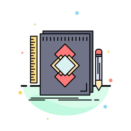design, Tool, identity, draw, development Flat Color Icon Vectorのイラスト素材