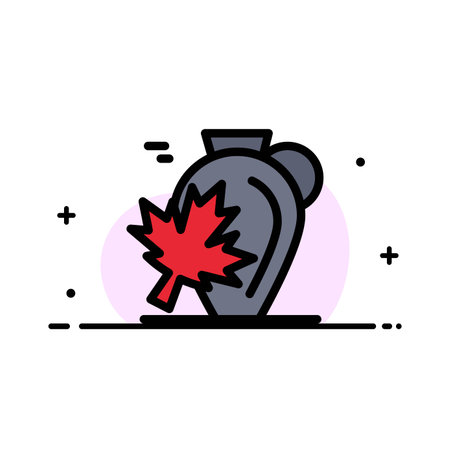 Pot, Autumn, Canada, Leaf, Maple  Business Flat Line Filled Icon Vector Banner Templateのイラスト素材