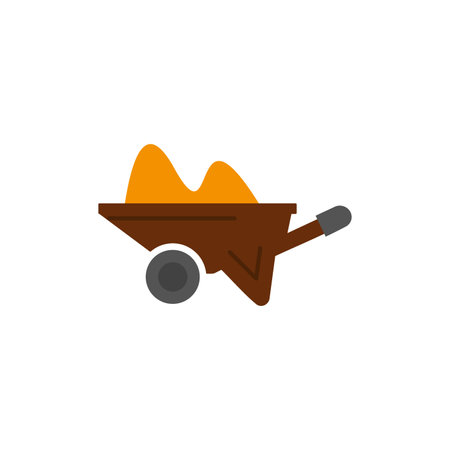 Wheelbarrow, Barrow, Farm, Garden, Gardening, Tools  Flat Color Icon. Vector icon banner Templateのイラスト素材