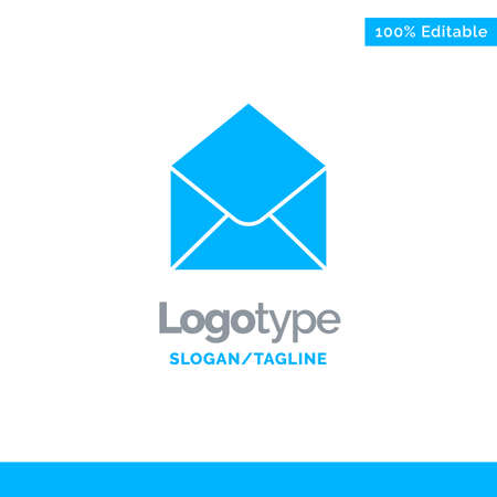 Sms, Email, Mail, Message Blue Solid Logo Template. Place for Taglineのイラスト素材