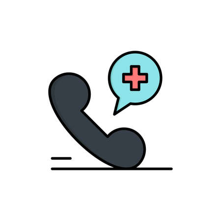 Mobile, Phone, Medical, Hospital  Flat Color Icon. Vector icon banner Templateのイラスト素材