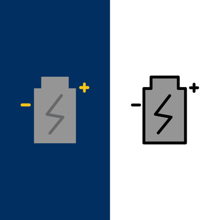 Battery, Eco, Ecology, Energy, Environment  Icons. Flat and Line Filled Icon Set Vector Blue Backgroundのイラスト素材