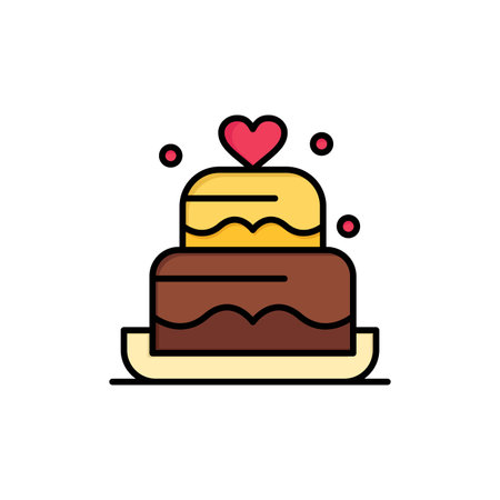 Cake, Love, Heart, Wedding  Flat Color Icon. Vector icon banner Templateのイラスト素材