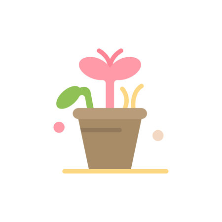 Growth, Leaf, Plant, Spring  Flat Color Icon. Vector icon banner Templateのイラスト素材