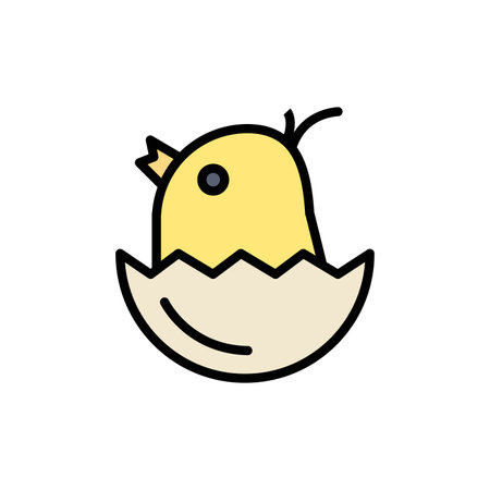 Chicken, Easter, Baby, Happy  Flat Color Icon. Vector icon banner Templateのイラスト素材