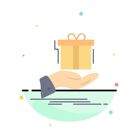gift, surprise, solution, idea, birthday Flat Color Icon Vectorのイラスト素材