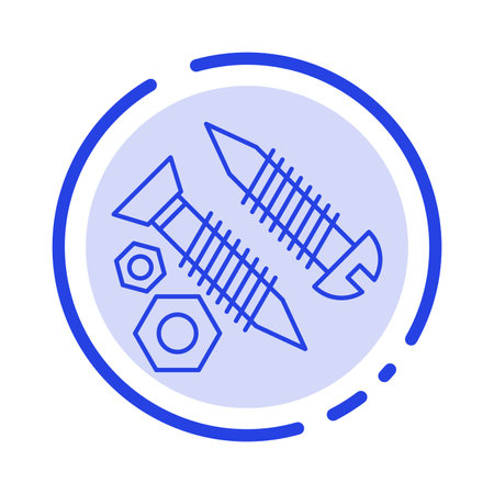 Screws, Building, Construction, Tool, Work Blue Dotted Line Line Iconのイラスト素材