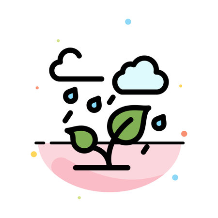 Green, Trees, Cloud, Leaf Abstract Flat Color Icon Templateのイラスト素材