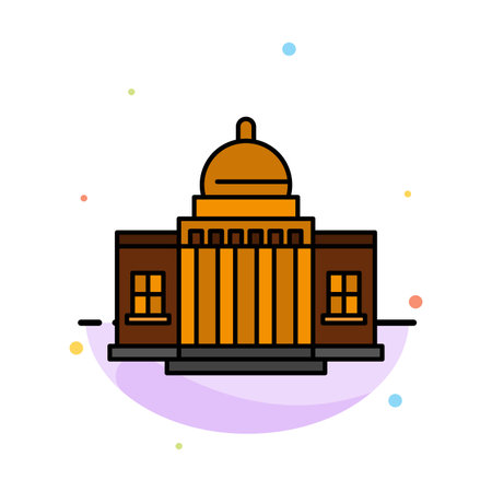 Whitehouse, America, White, House, Architecture, Building, Place Abstract Flat Color Icon Templateのイラスト素材