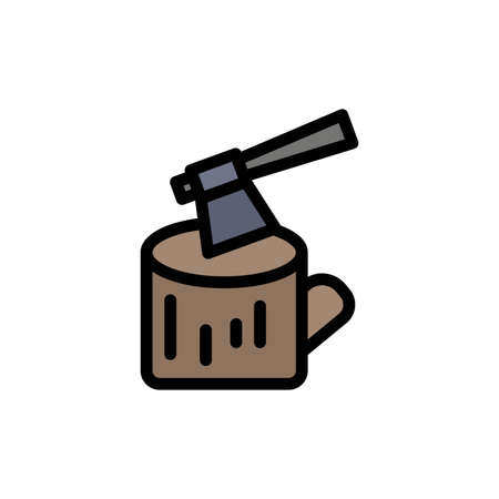 Ax, Log, Timber, Wood  Flat Color Icon. Vector icon banner Templateのイラスト素材