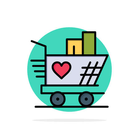 Trolley, Love, Wedding, Heart Abstract Circle Background Flat color Iconのイラスト素材