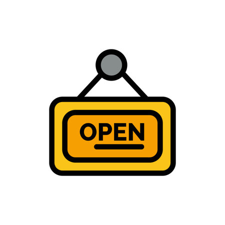 Marketing, Board, Sign, Open  Flat Color Icon. Vector icon banner Templateのイラスト素材
