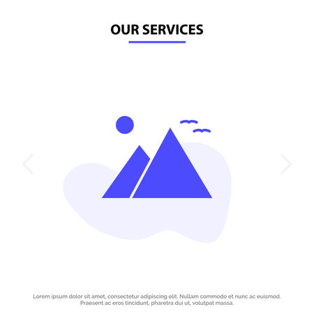 Our Services Egypt, Giza, Landmark, Pyramid, Sun Solid Glyph Icon Web card Templateのイラスト素材