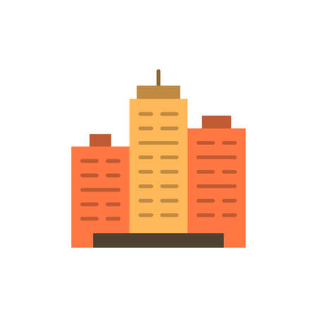 Building, Architecture, Business, Estate, Office, Property, Real  Flat Color Icon. Vector icon banner Templateのイラスト素材