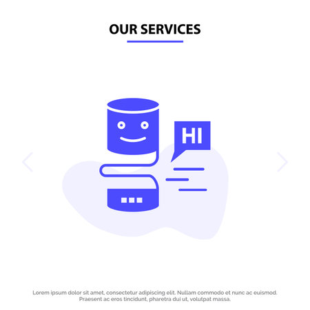 Our Services Conversational Interfaces, Conversational, Interface, Big Think Solid Glyph Icon Web card Templateのイラスト素材