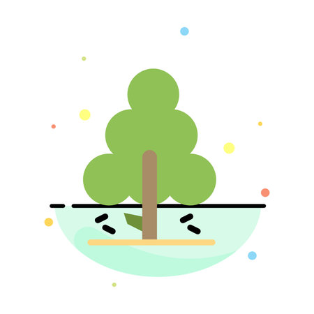 Nature, Pine, Spring, Tree Abstract Flat Color Icon Templateのイラスト素材