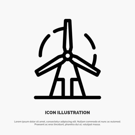 Clean, Energy, Green, Power, Windmill Line Icon Vectorのイラスト素材