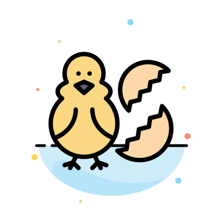 Egg, Chicken, Easter, Baby, Happy Abstract Flat Color Icon Templateのイラスト素材