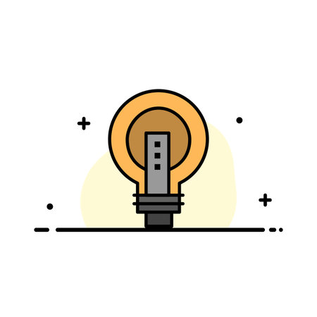 Bulb, Bright, Business, Idea, Light, Light bulb, Power  Business Flat Line Filled Icon Vector Banner Templateのイラスト素材