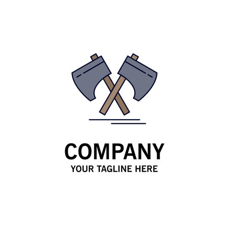 Axe, hatchet, tool, cutter, viking Flat Color Icon Vectorのイラスト素材