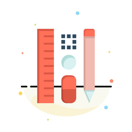 Pen, Pencil, Scale, Education Abstract Flat Color Icon Templateのイラスト素材