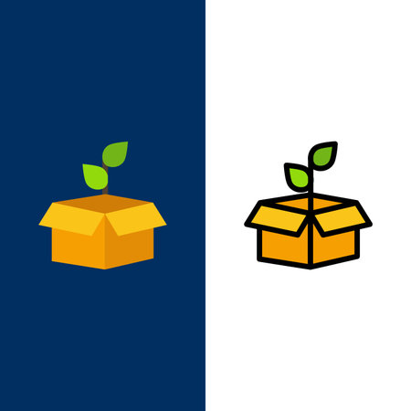 Eco, Ecology, Energy, Plant, Power  Icons. Flat and Line Filled Icon Set Vector Blue Backgroundのイラスト素材