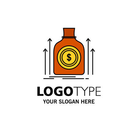 Bag, Money, Dollar, Fund, Loan Business Logo Template. Flat Colorのイラスト素材