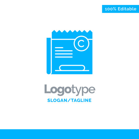 Copy, Copyright, Restriction, Right, File Blue Solid Logo Template. Place for Taglineのイラスト素材