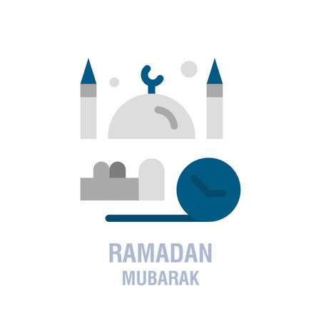 Ramadan icons. Muslim islam prayer and ramadan kareem thin line icons set. Modern flat style symbols isolated on white for infographics or web use.のイラスト素材