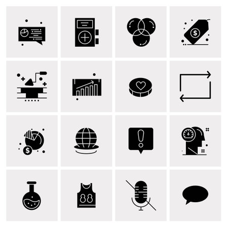 16 Universal Business Icons Vector. Creative Icon Illustration to use in web and Mobile Related project.のイラスト素材