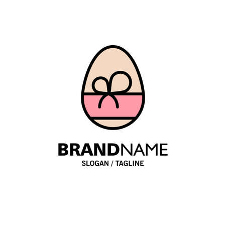 Egg, Gift, Spring, Eat Business Logo Template. Flat Colorのイラスト素材
