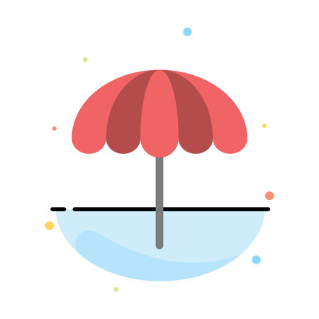 Beach, Umbrella, Weather, Wet Abstract Flat Color Icon Templateのイラスト素材